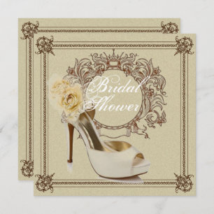 Elegant Vintage Stiletto Bridal Shower Invitation