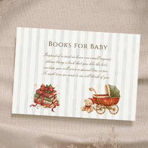 Elegant Vintage Stroller Books for Baby Shower Enclosure Card