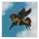 Elegant Vintage Style Black Carousel Horse in Sky