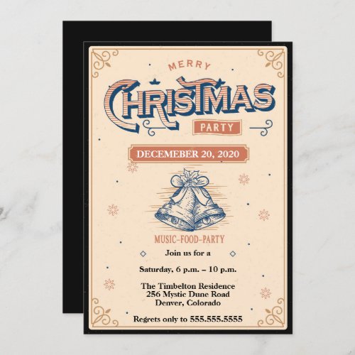 Elegant Vintage Style Christmas Design Party Invitation