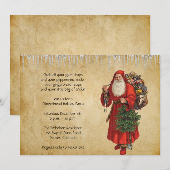 Elegant Vintage Style Christmas Design Party Invitation (Front/Back)