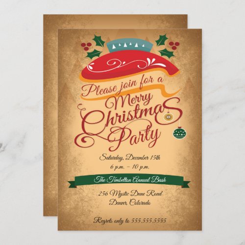 Elegant Vintage Style Christmas Design Party Invitation