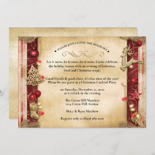Elegant Vintage Style Christmas Party Invitation