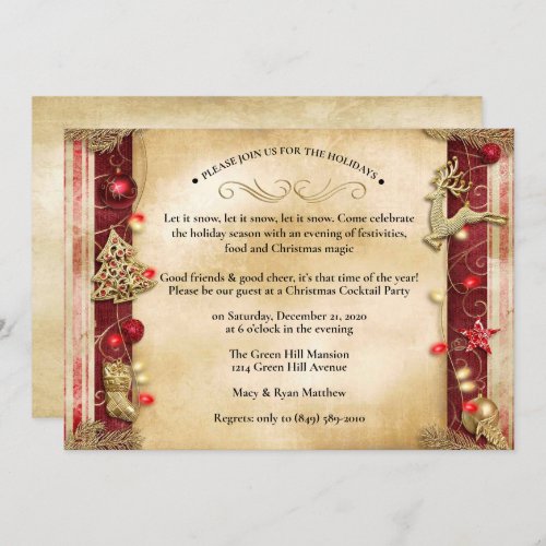 Elegant Vintage Style Christmas Party Invitation