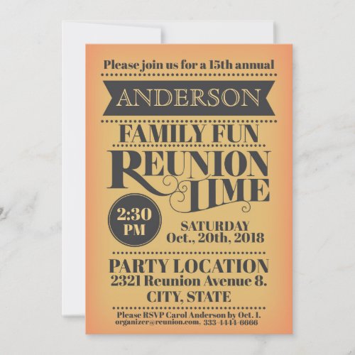 Elegant vintage style family reunion design invitation