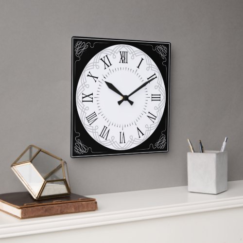 Elegant Vintage Style Roman Numeral Square Wall Clock