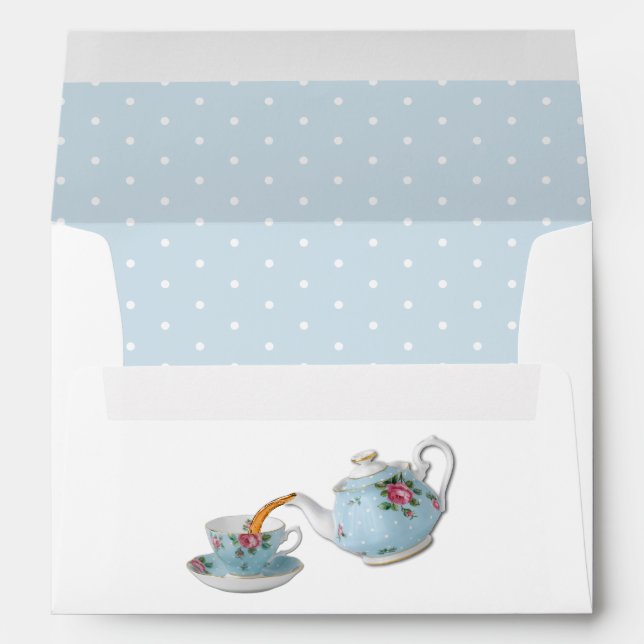 Elegant Vintage Style Teapot & Cup Envelope (Back (Bottom))