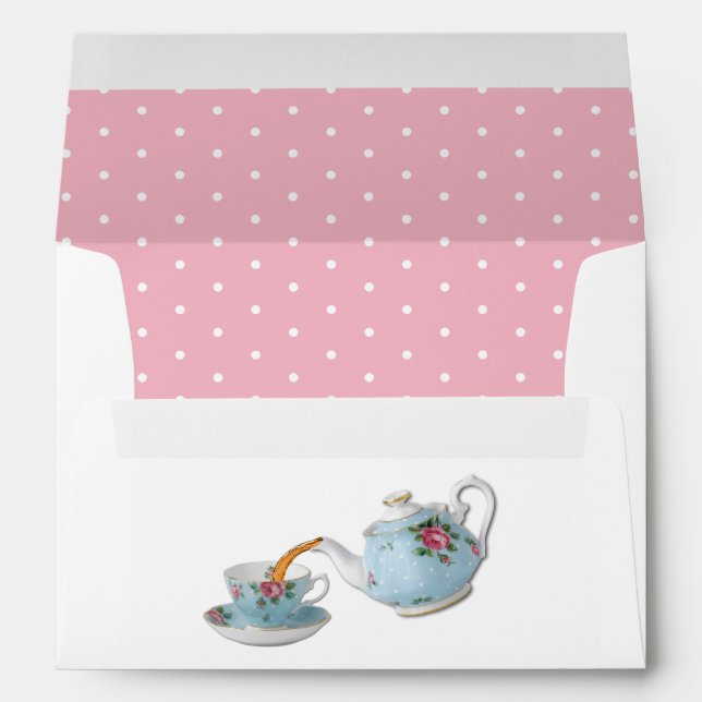 Elegant Vintage Style Teapot & Cup Envelope (Back (Bottom))
