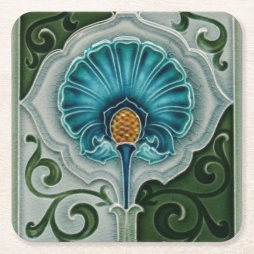 Elegant Vintage Stylish Modern Nouveau Art Square Paper Coaster