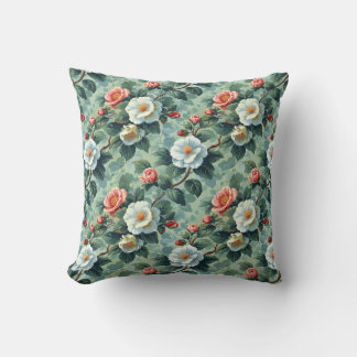 Elegant Vintage Stylish Romantic Floral Chic Throw Pillow