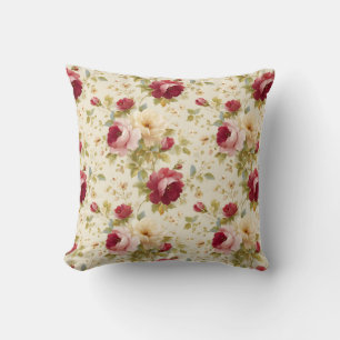 Elegant Vintage Stylish Romantic Floral Chic Throw Pillow