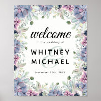 Elegant Vintage Succulent Floral Welcome Wedding Poster