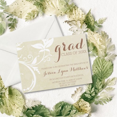Elegant Vintage Swirl Class of 20XX Invitation