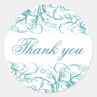 Elegant vintage swirls rococo thank you sticker