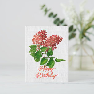 Elegant Vintage Syringa Vulgaris Floral Birthday Postcard