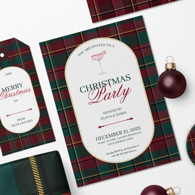 Elegant vintage Tartan Plaid Christmas Invitation (Creator Uploaded)