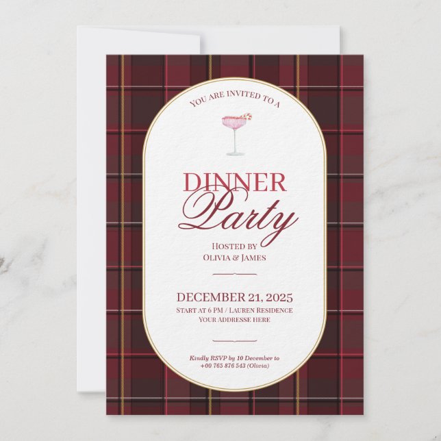 Elegant vintage Tartan Plaid Christmas Invitation (Front)