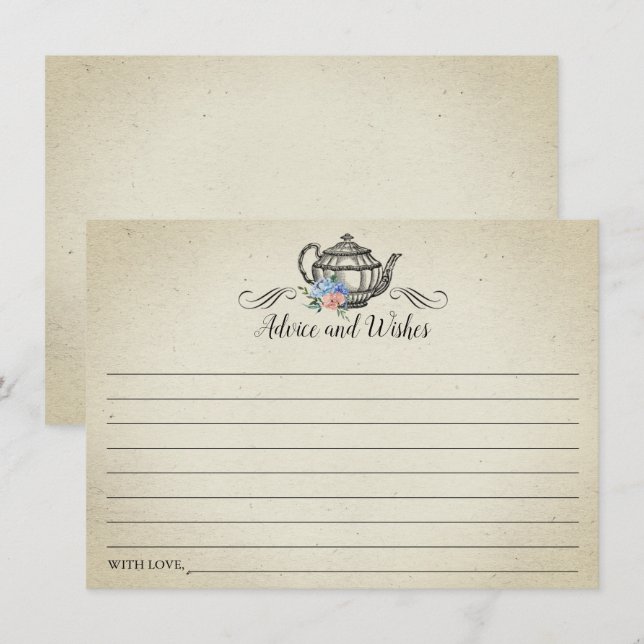 Elegant Vintage Tea Party Advice Card (Front/Back)
