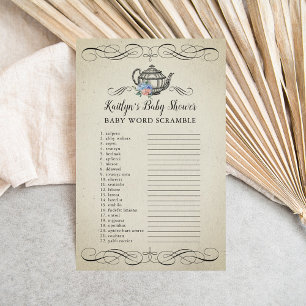 Elegant Vintage Tea Party Baby Shower Game