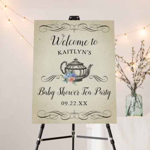 Elegant Vintage Tea Party  Baby Shower Welcome Foam Board