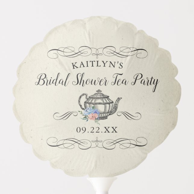 Elegant Vintage Tea Party | Bridal Shower Balloon (Front)