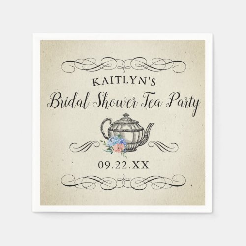 Elegant Vintage Tea Party  Bridal Shower Napkins