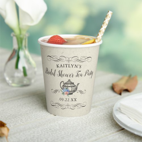 Elegant Vintage Tea Party  Bridal Shower Paper Cups