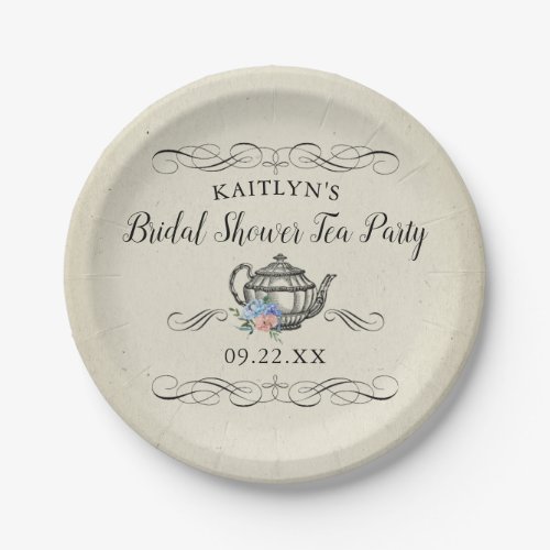 Elegant Vintage Tea Party  Bridal Shower Paper Plates