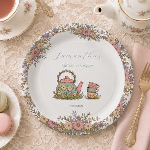Elegant Vintage Tea Party Bridal Shower Paper Plates