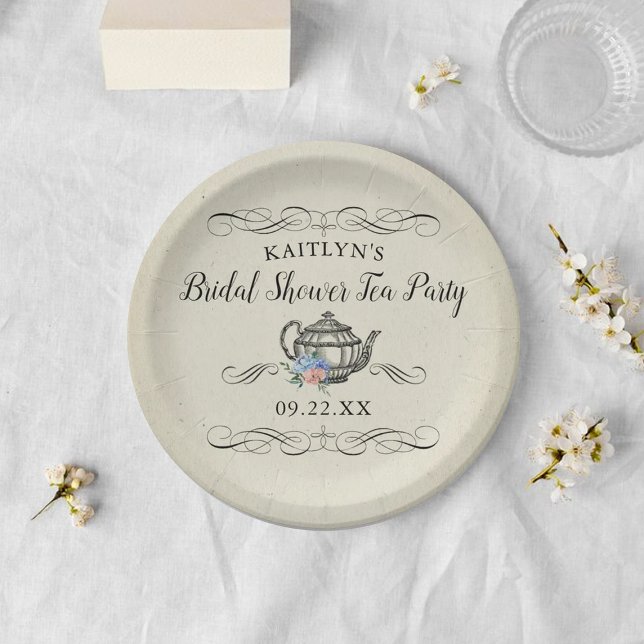 Elegant Vintage Tea Party | Bridal Shower Paper Plates (Creator Uploaded)