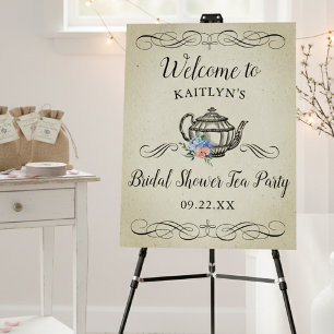 Elegant Vintage Tea Party   Bridal Shower Welcome Foam Board