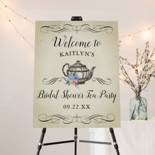 Elegant Vintage Tea Party  Bridal Shower Welcome Foam Board