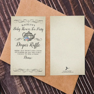 Elegant Vintage Tea Party Diaper Raffle Ticket Enclosure Card