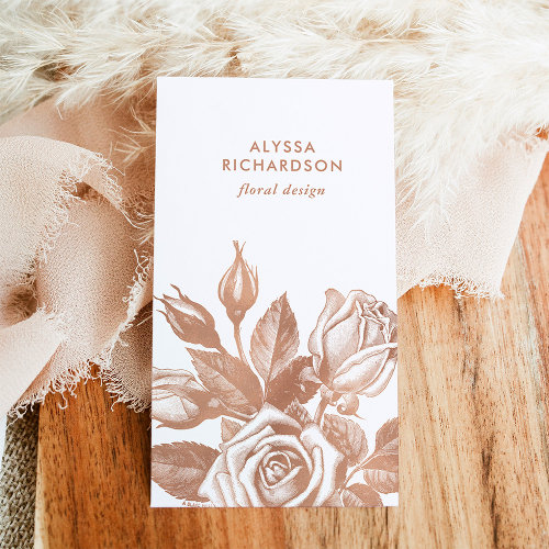 Elegant Vintage Tea Roses Business Card