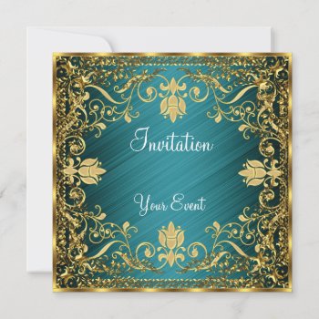 Elegant Vintage Teal Antique Color Invitation by invitesnow at Zazzle