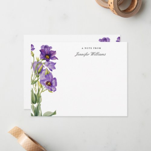 Elegant Vintage Texas Bluebell Floral w Name Note Card