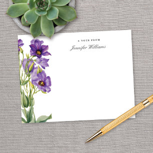 Elegant Vintage Texas Bluebell Floral w/ Name Note Card