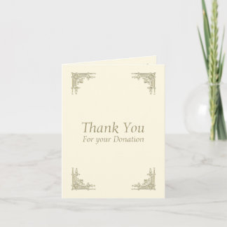 Elegant Vintage Thank You Donation Choose color B Card