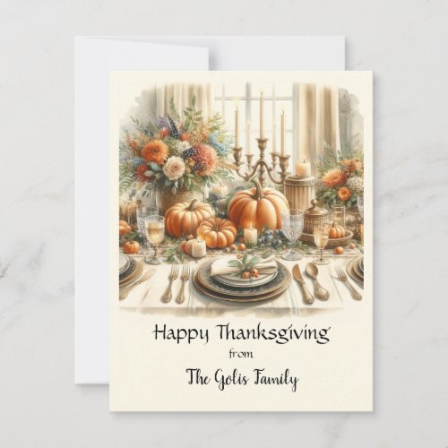 Elegant Vintage Thanksgiving Holiday Flat Card