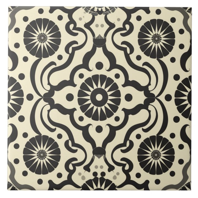 Elegant Vintage Tile Pattern Ceramic Tile (Front)