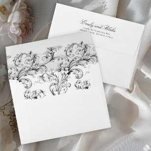 Elegant Vintage Toile Pattern with Return Address Envelope