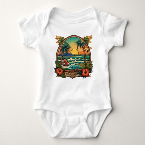 Elegant Vintage Travel Retro_Themed T_Shirt Desig Baby Bodysuit