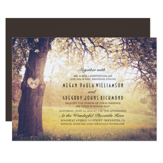 Elegant Vintage Tree Wedding Invitation