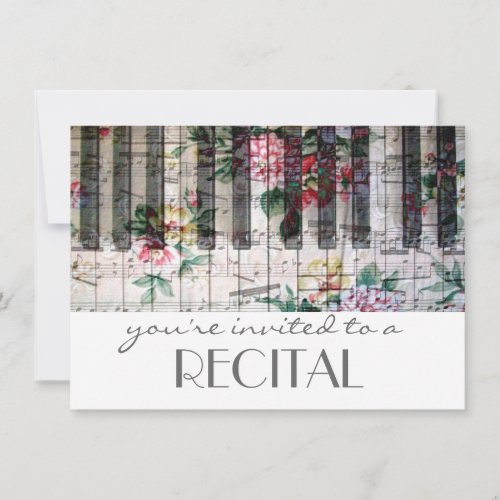 elegant vintage trendy girly music recital custom invites