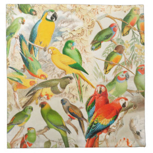 Elegant Vintage Tropical Birds Parrots Cloth Napkin