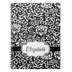 Elegant Vintage Tudor Garden Damask Pattern Notebook