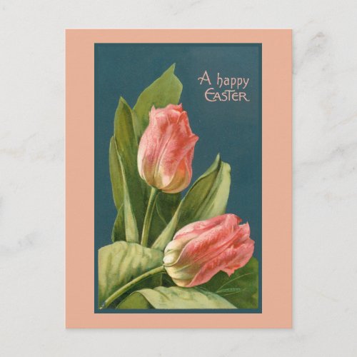 Elegant Vintage Tulips and Easter Greeting Postcard