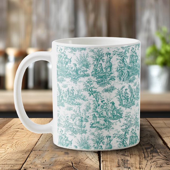 Elegant vintage turquoise toile de jouy  coffee mug (Creator Uploaded)