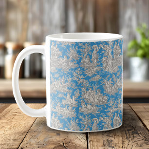 Elegant vintage turquoise toile de jouy coffee mug