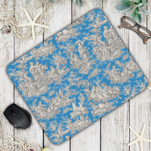 Elegant vintage turquoise toile de jouy  mouse pad